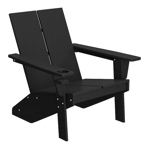 Coastin Outdoor Patio Weather Resistant Modern Poly Plastic Black Adirondack Chair
