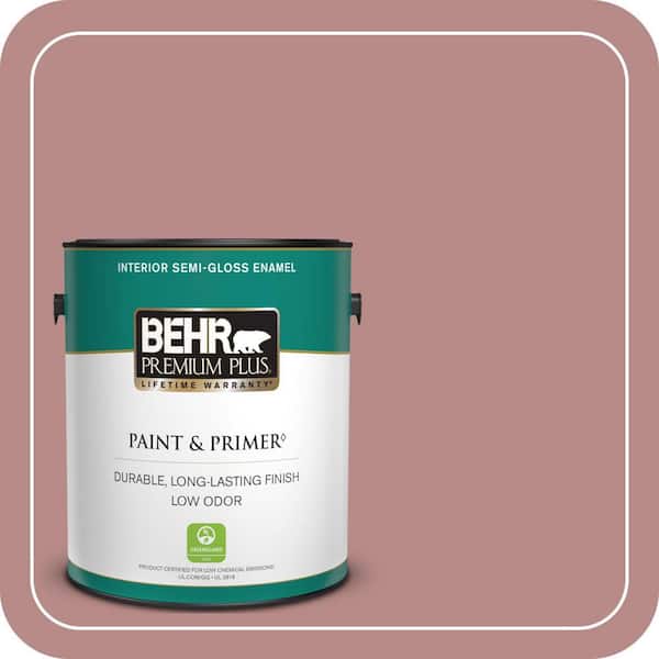 BEHR PREMIUM PLUS 1 gal. #150F-4 Victorian Mauve Semi-Gloss Enamel Low Odor Interior Paint & Primer