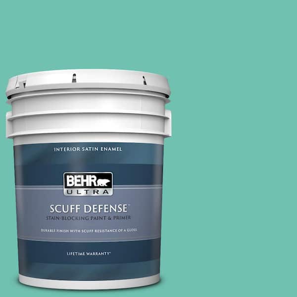 BEHR ULTRA 5 gal. #P440-4 March Aquamarine Extra Durable Satin Enamel Interior Paint & Primer