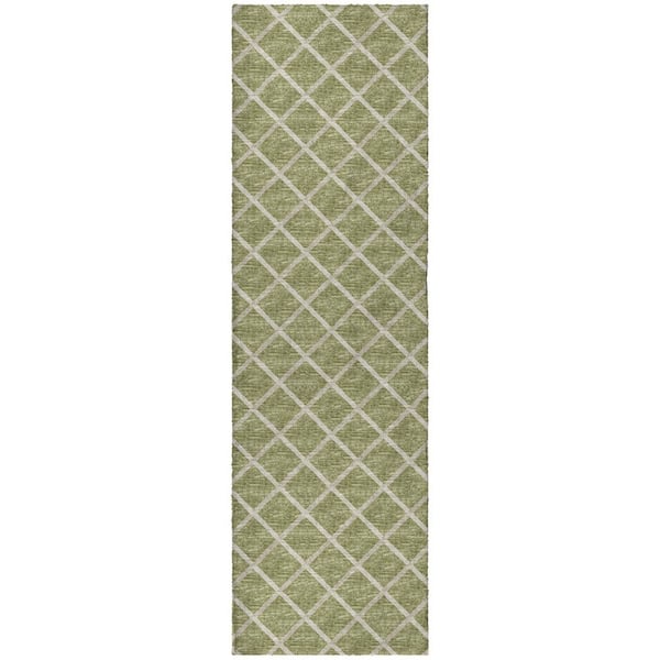 Dream Shag Premium Machine Washable Abstract ADS140 Aloe 2 ft. x 7 ft. Runner Rug