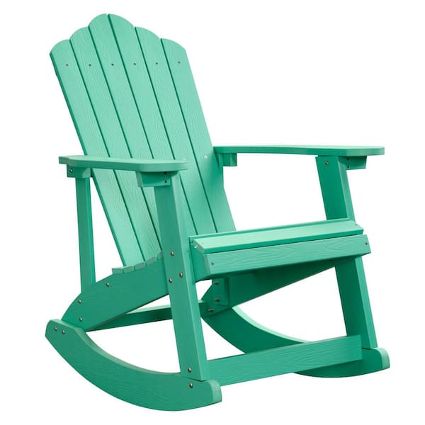 HOOOWOOO Rocky Classic Green Rocking Plastic Outdoor Recycled Adirondack Chair