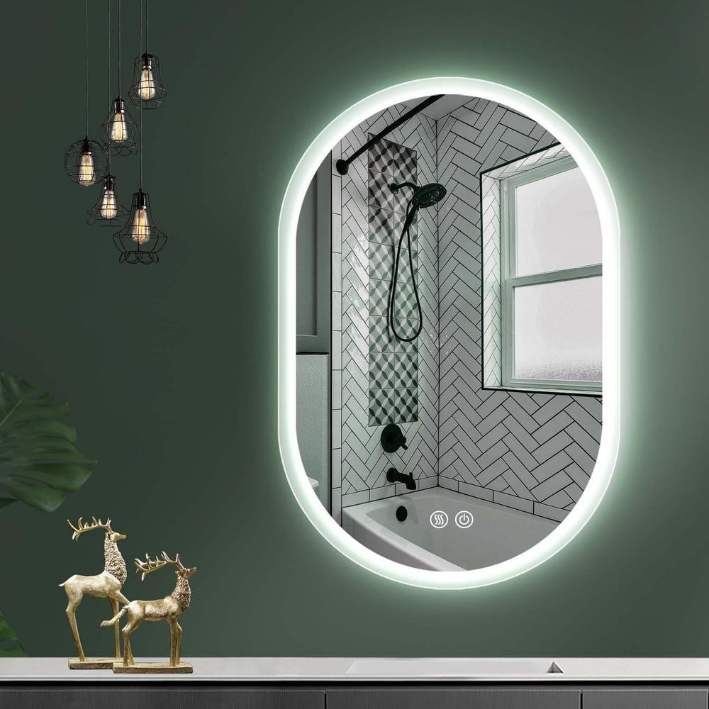 24 in. W x 36 in. H Oval Frameless LED Anti-Fog Dimmable Wall Touch Bathroom Vanity Mirror in Silver price history on PriceWatchPro