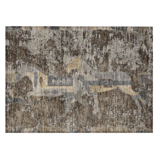 Chantille Machine Washable Indoor/Outdoor Abstract ACN3109 Chocolate 3 ft. x 4 ft. Area Rug