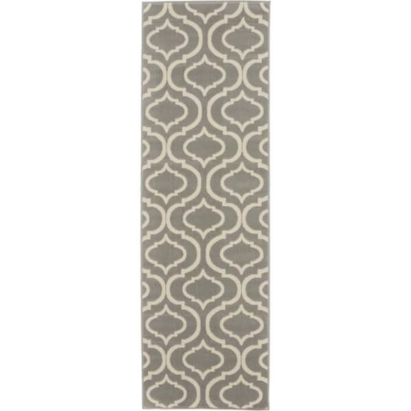 Nourison Jubilant Grey 2 ft. x 7 ft. Moroccan Farmhouse Kitchen Runner ...