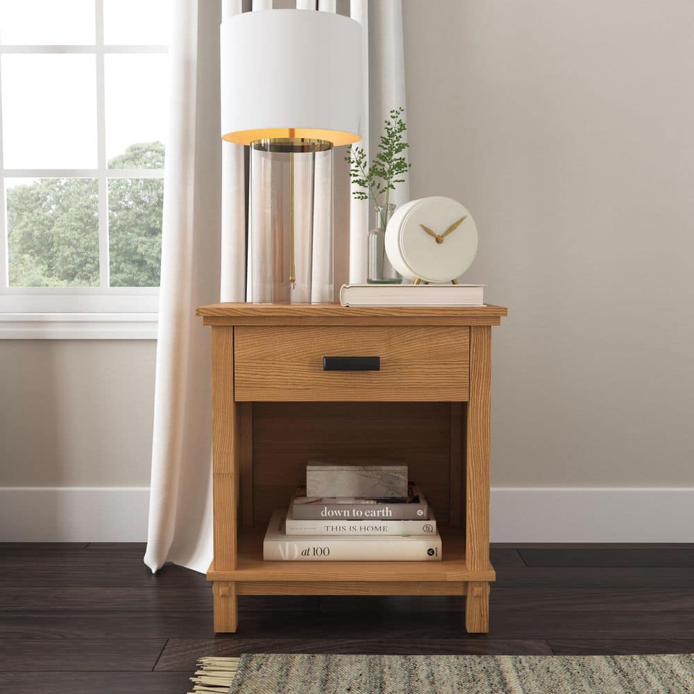 Oak Park 22" Light Oak Wood Nightstand with Drawer