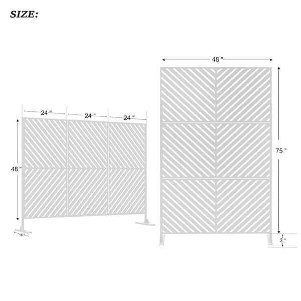 Lirago 75 x 48 in. White Modern Outdoor Screen Privacy Screen with Leaf Patterns Wall Decal
