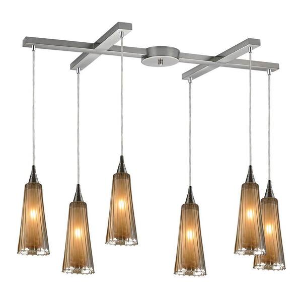 Titan Lighting Encapsulate 6-Light Satin Nickel Ceiling Mount Pendant