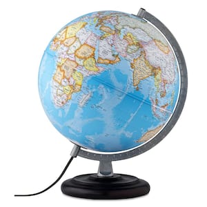 Mariner Plus 17 in. Tall x 12 in. Diameter Illuminated Decorative Desktop World Globe