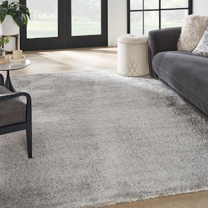 Luxurious Shag Silver 7 ft. x 9 ft. Abstract Glam Contemporary Area Rug