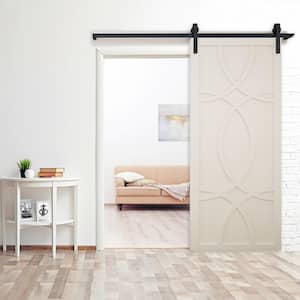 30 in. x 84 in. The Hollywood Bright White Wood Sliding Barn Door with Hardware Kit in Stainless Steel