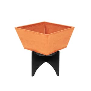 12.25 in. Tall Terra Cotta Small Modern Zaha Stone Planter I With Stand