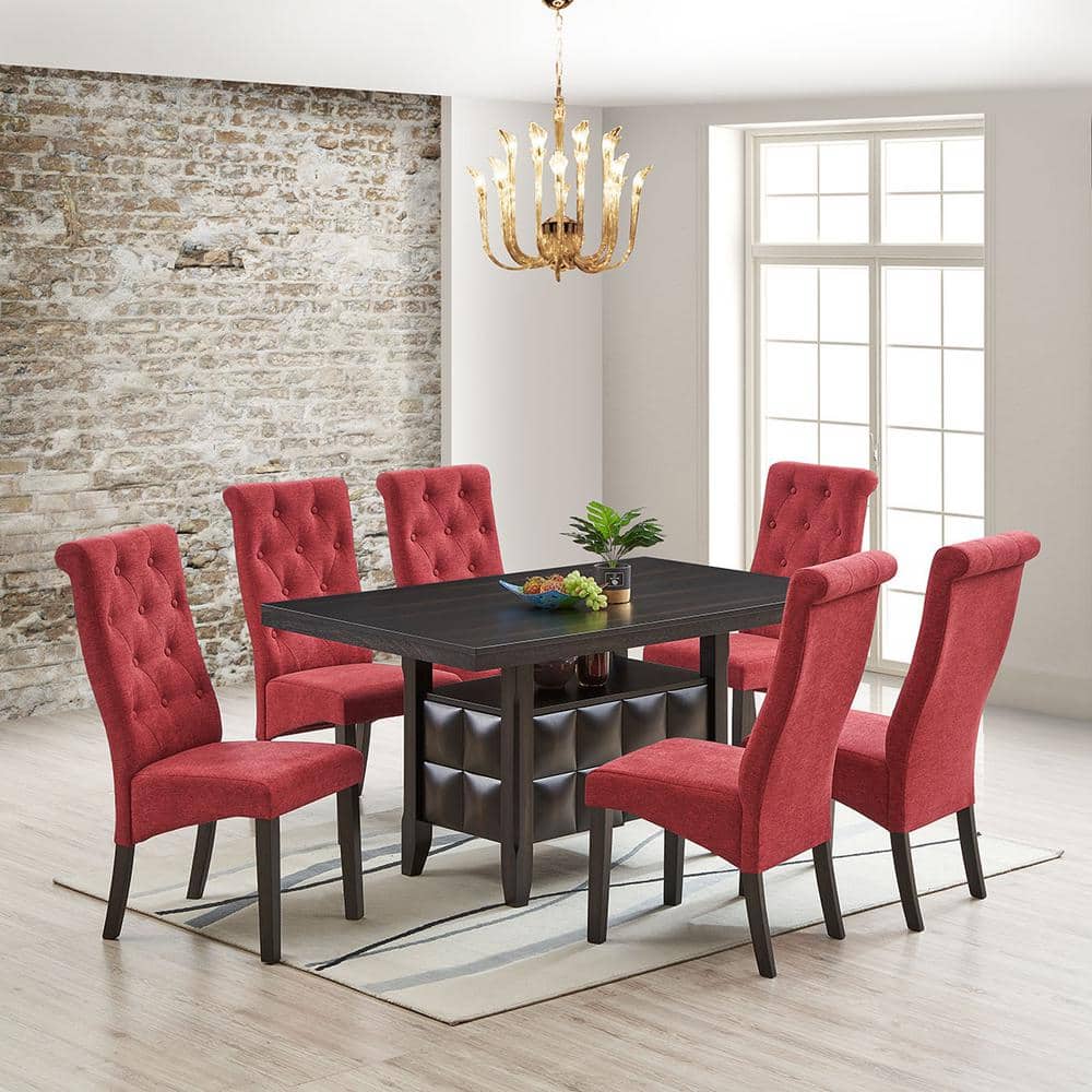 SignatureHome Black Finish Top Wood 36 in. in. W 4 Leg Dining Table With Storage Shelf Seating Capacity 6.(59Lx36Wx31H) price history on PriceWatchPro
