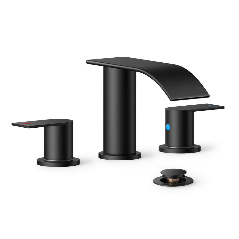 Matte Black Stainless Steel 8-Inch Widespread Bathroom Faucet