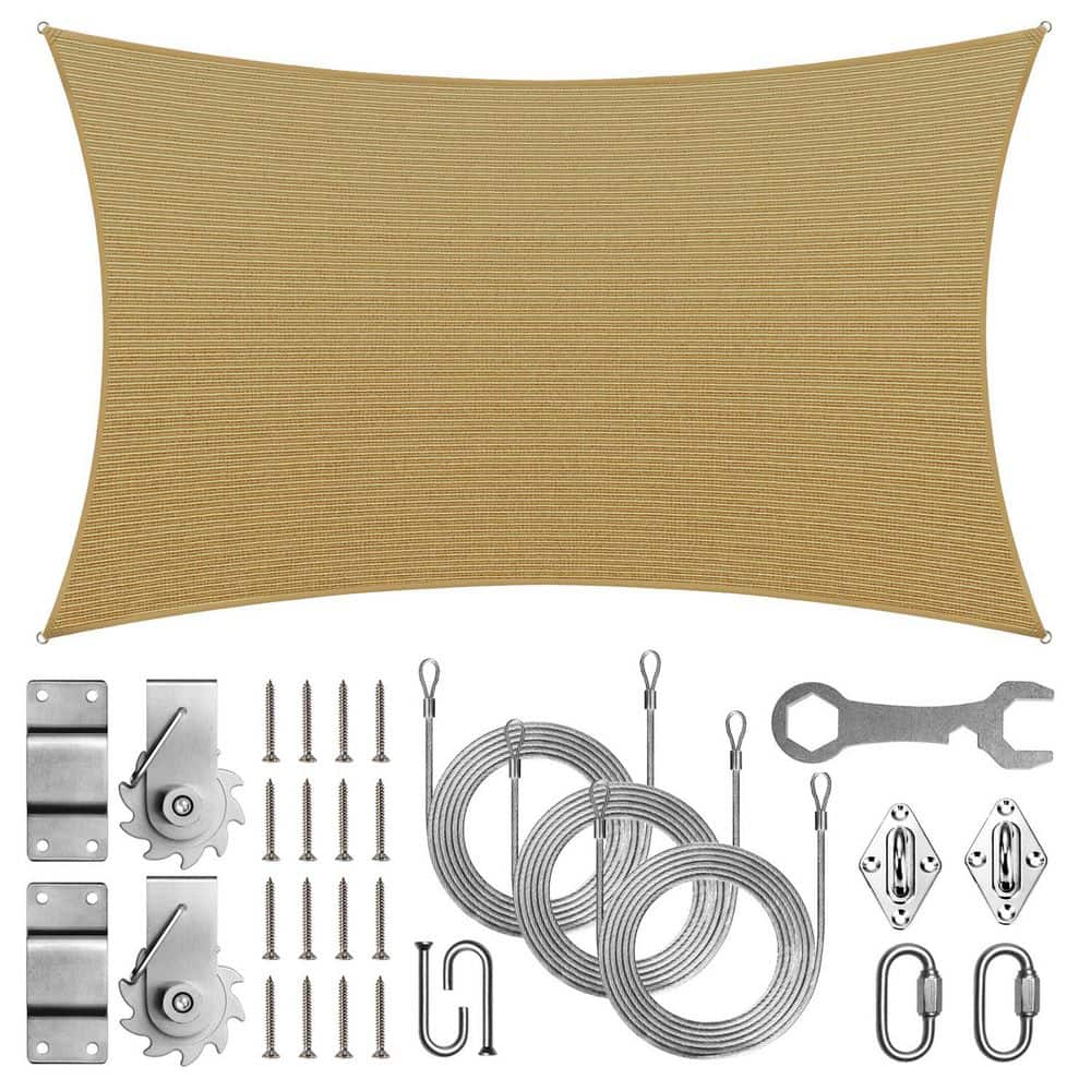 16 ft. x 20 ft. Rectangle Sun Shade Sail with Hardware TAWAL-Sand Beige price history on PriceWatchPro