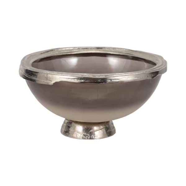 Liv & Skye Metallic Glass/Silver 15 in. Decorative Bowl