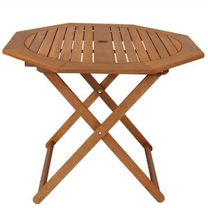 Meranti Teak Oil Octagon Wood Outdoor Folding Patio Table
