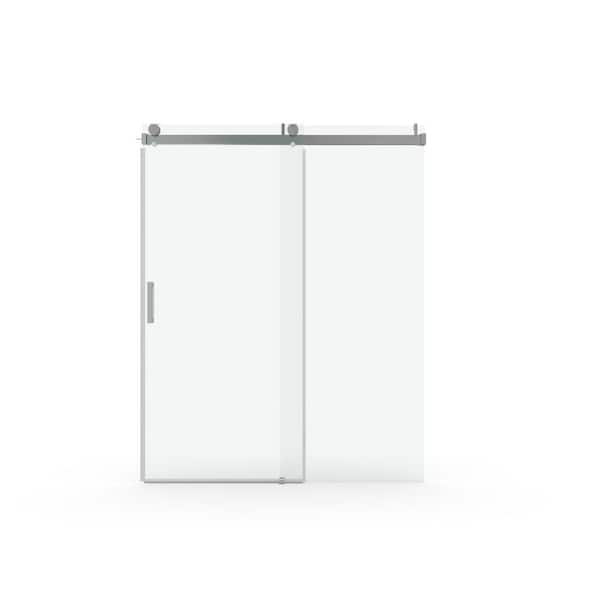56-60 in. W x 76 in. H Single Sliding Frameless Shower Door in Chrome Finish with Explosion-Proof Coating Tempered Glass