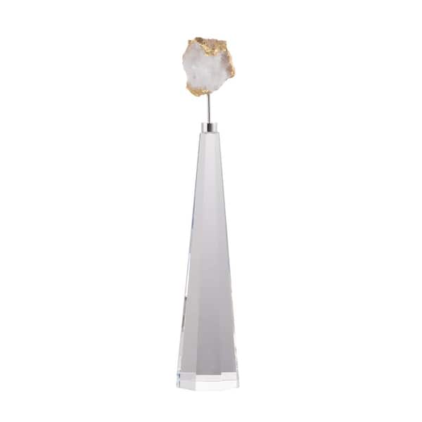 A & B Home 13 in. White/Gold Glass Decor