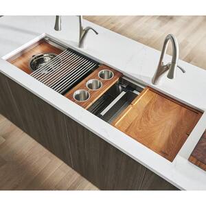 16-Gauge Stainless Steel 45 in. Single Bowl Undermount Workstation Kitchen Sink