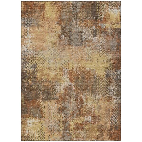 Chantille Machine Washable Indoor/Outdoor Abstract ACN2790 Copper 8 ft. x 10 ft. Area Rug