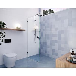 29 in. x 78 in. Frameless Fixed Shower Door in Matte Black without Handle