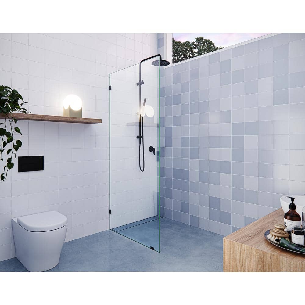 Vela 78" x 32" Frameless Glass Shower Panel with Matte Black Hardware
