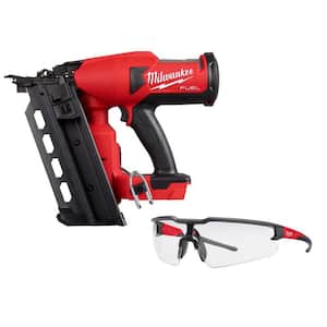 M18 FUEL 18-Volt Lithium-Ion Brushless Cordless Duplex Nailer (Tool Only) with Clear Safety Glasses Anti-Scratch Lenses