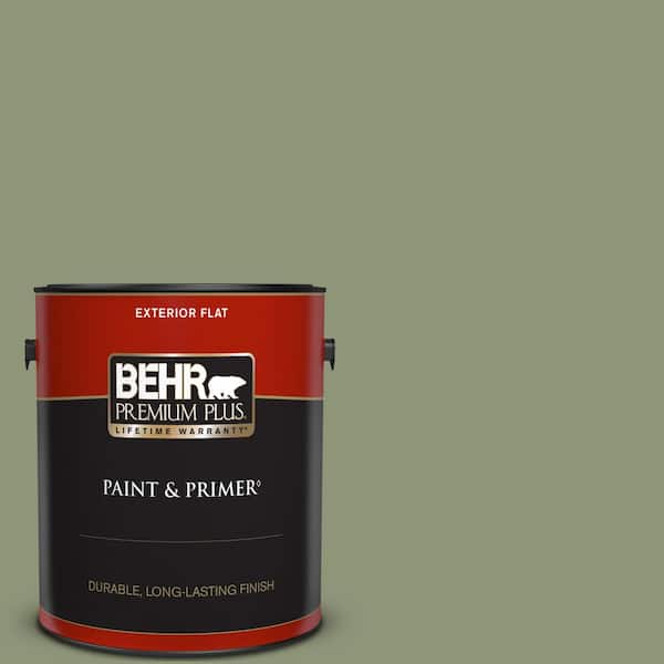 BEHR PREMIUM PLUS 1 gal. #420F-5 Olivine Flat Exterior Paint & Primer