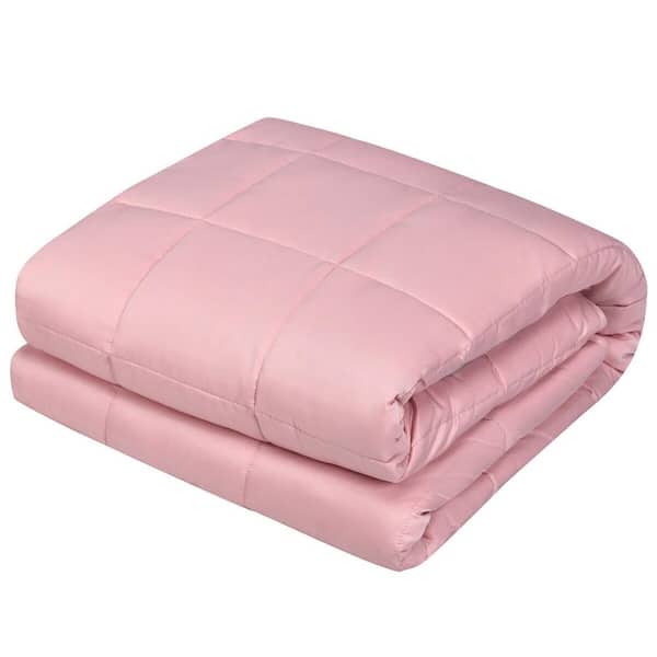 Costway Pink Premium Cooling Heavy Soft Fabric Breathable 41 in. x 60 in. 10 lbs. Weighted Blanket