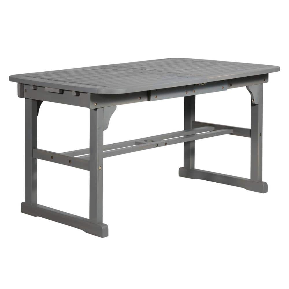 Grey Wash Acacia Wood Extendable Outdoor Dining Table