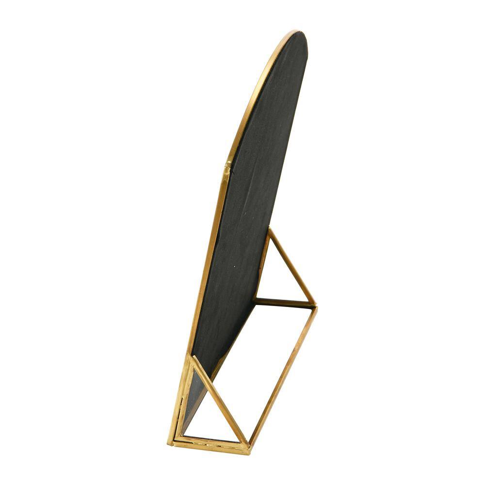 Brass Arched Metal Framed Freestanding Mirror, 9.75"