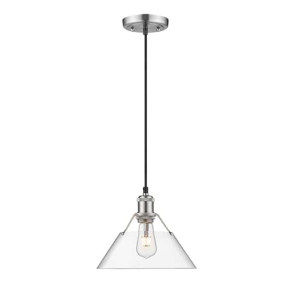 Golden Lighting Orwell 100-Watt 1-Light Pewter and Clear Glass Pendant Light