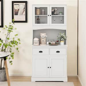 2-Adjustable Shelf White 67'' Storage Cabinet Closet Kitchen Pantry Cupboard with Adjustable Shelves