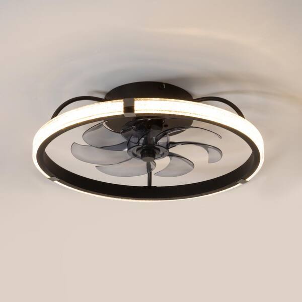 Breezary 20 in. Indoor Black Small Crystal Ceiling Fan with Integrated LED, Chandelier Lampshade and Remote Control Included