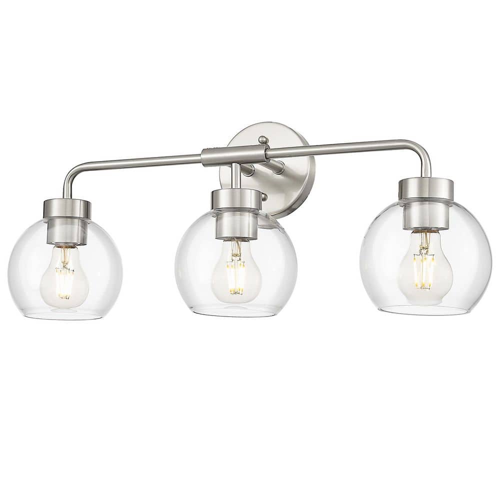 23 in. 3 Light Brushed Nickel Vanity Light with Clear Glass Shade price history on PriceWatchPro