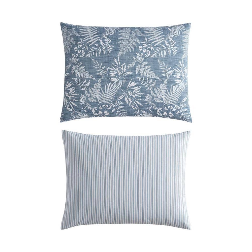 Twin Blue Microfiber Reversible Bedspread Set
