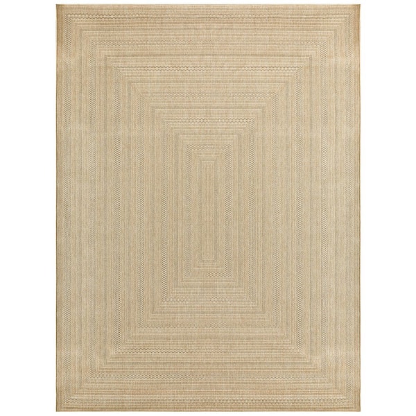 Nourison Tulum Taupe Grey 8 ft. x 10 ft. Linear Contemporary Area Rug