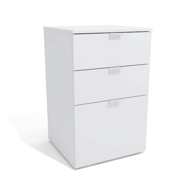 K1 INTERNATIONAL GROUP L Berkeley 3-Drawer White File Cabinet 28.27 in. H x 18.11 in. W x 17.7 in. D
