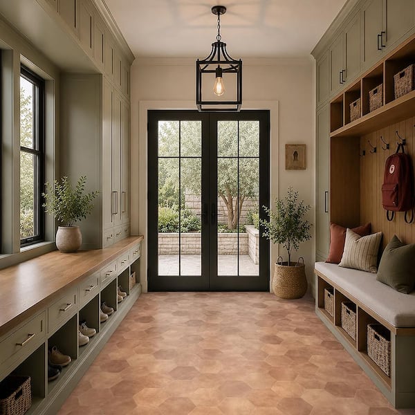 Dusty Quartz Hex 95 MIL x 12 ft. W x Cut to Length Waterproof Vinyl Sheet Flooring