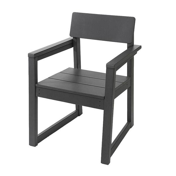 1-Piece Grey HDPE Plastic Outdoor Lounge Chair Armchairs with backres