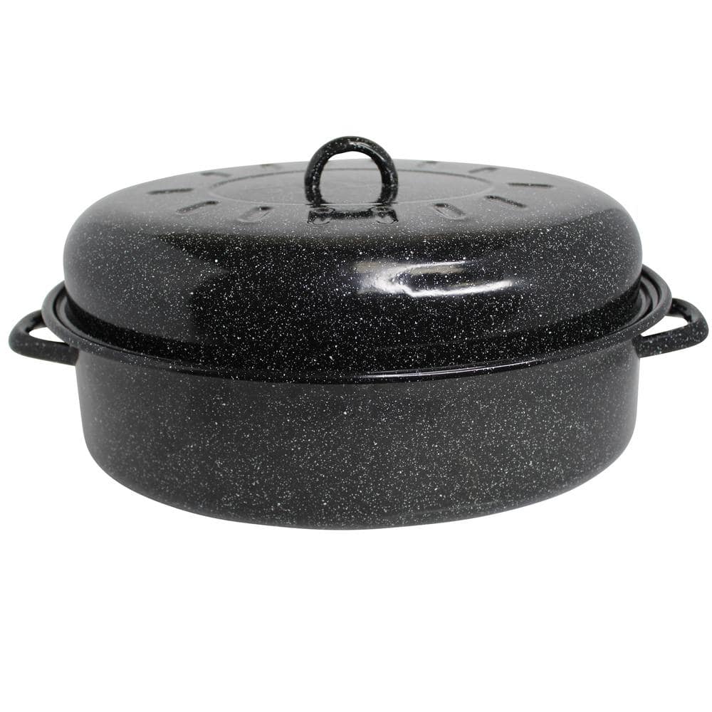 Imusa MIR-10716 18 in. Covered Oval Roaster&#44; Enamel Black