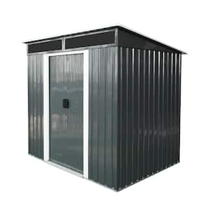 Black 6 ft. W x 5 ft. D Metal Shed with Transparent plate and Foundation (30 sq. ft.)