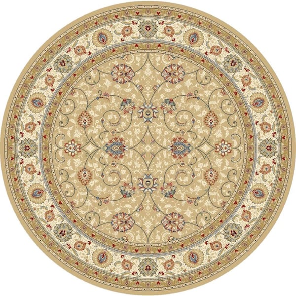 Home Decorators Collection Vaughan Light Gold/Ivory 5 ft. x 5 ft. Round Indoor Area Rug