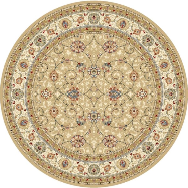 Vaughan Light Gold/Ivory 5 ft. x 5 ft. Round Indoor Area Rug