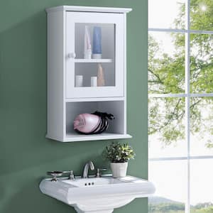 14 in. W x 20 in. H x 7 in. D Bathroom Wall Cabinet with Adjustable Shelf in White