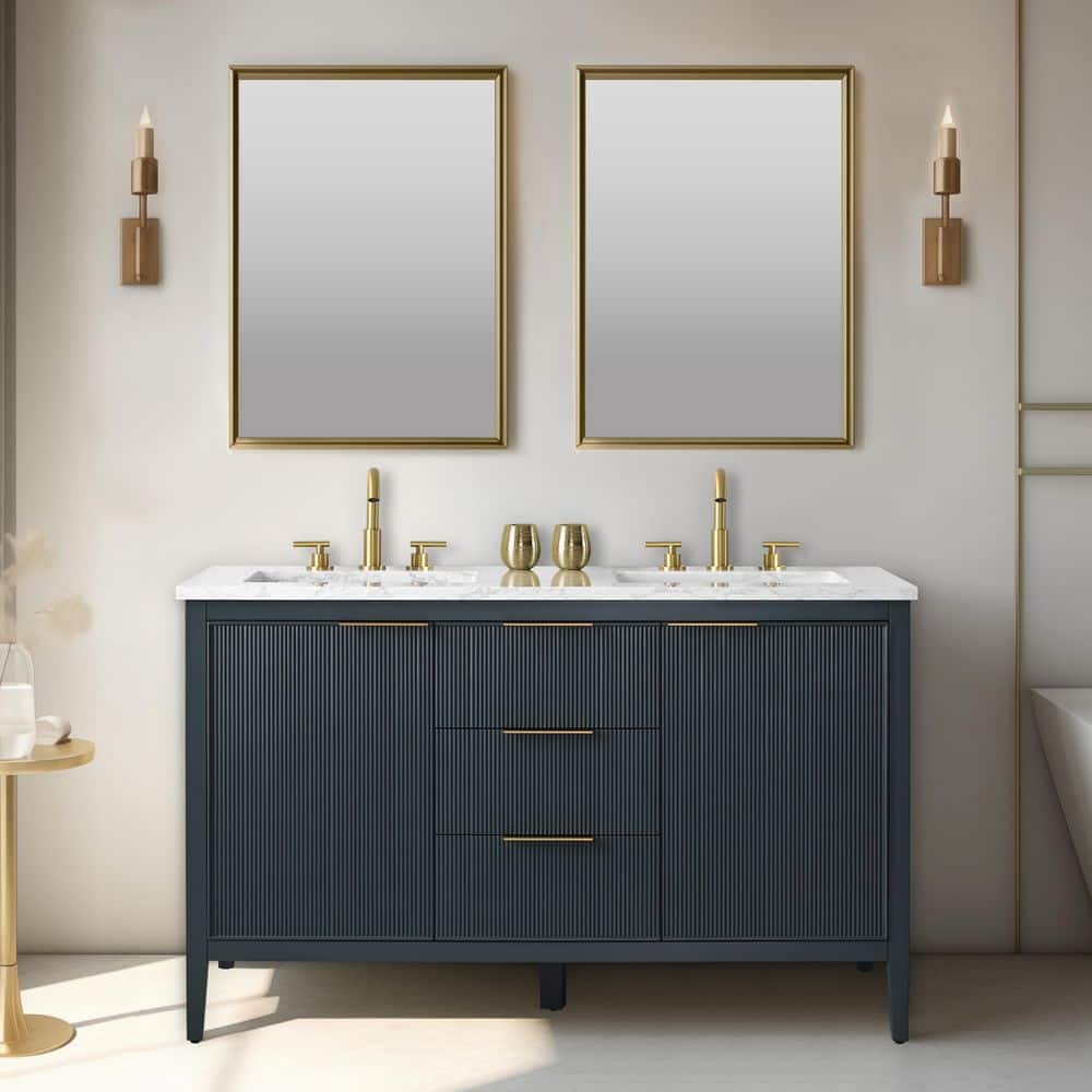 SUDIO Emma 54 in. W Bath Vanity in Vintage Blue with
