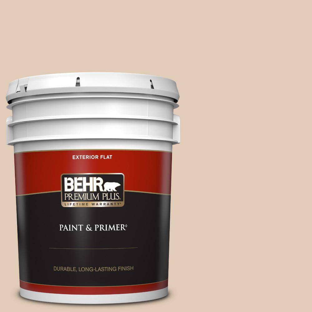 BEHR PREMIUM PLUS 5 gal. #S240-2 Rice Crackers Flat Exterior Paint ...