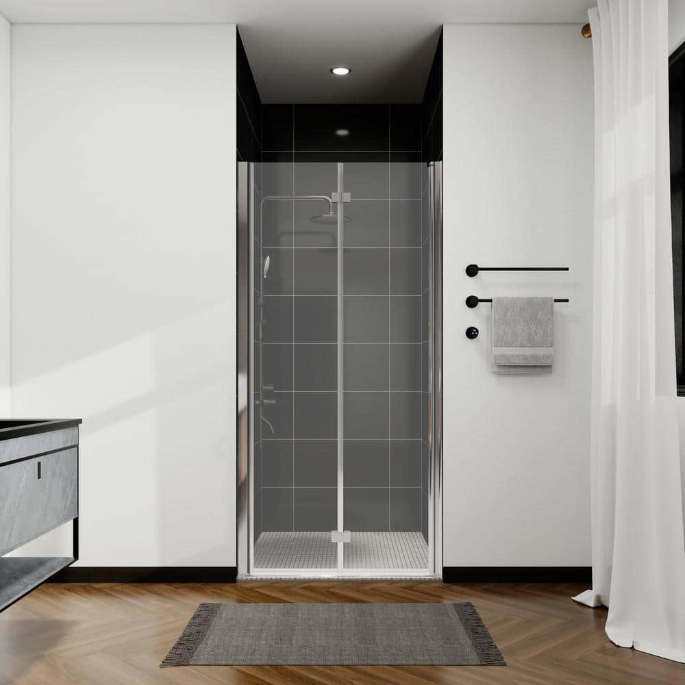 36-37 3/8 in. W x 72 in. H Bi-Fold Semi-Frameless Shower Door in Chrome Finish with 1/4 in. Tempered Clear Glass price history on PriceWatchPro
