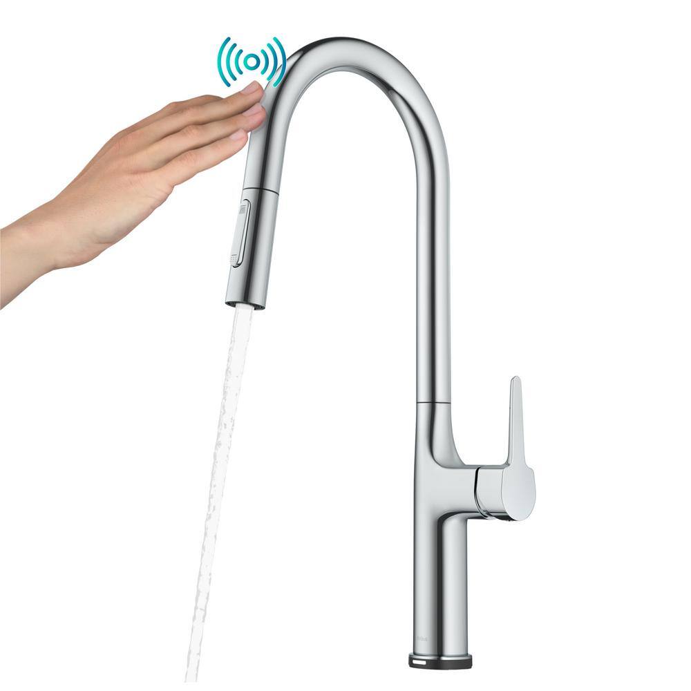 Kraus OlettoTall Modern Single-HandleTouch Kitchen Sink Faucet with Pull Down Sprayer in Chrome