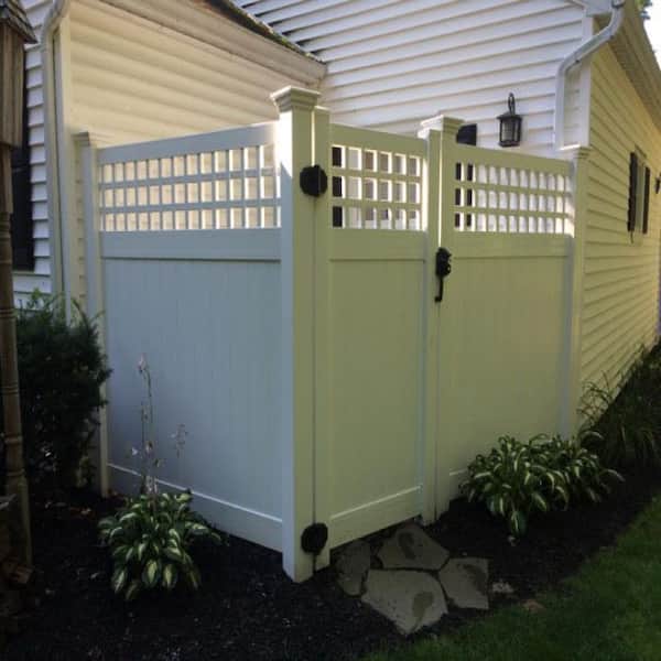 Weatherables Gideon 6 ft. H x 8 ft. W White Vinyl Square Lattice Top Privacy Fence Panel Kit